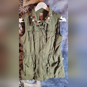 Decree sleeveless jacket vest army green jewelled vintage